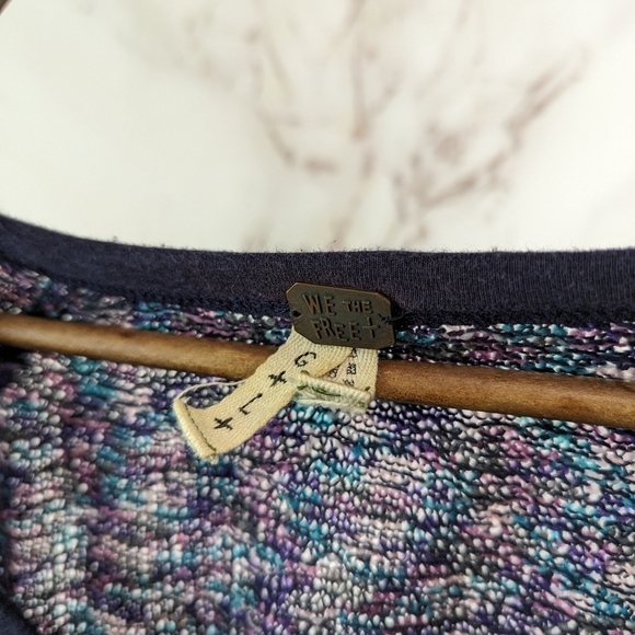 Free People Sweater Womens Large Purple Marled Boho Scoop Neck We The Free Blue - Picture 3 of 8
